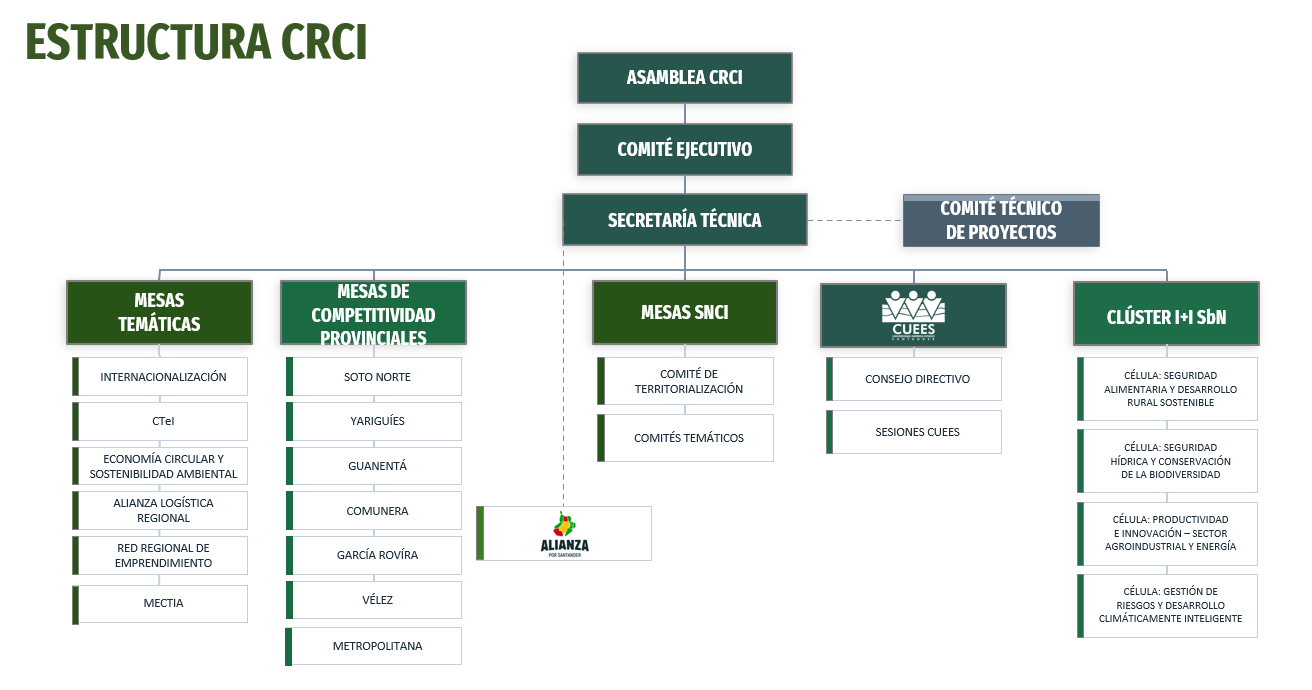 qui&eacute;nes somos - Cu&aacute;l es la estructura de la Comisi&oacute;n Regional de Competitividad e Innovaci&oacute;n de Santander